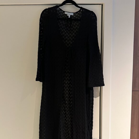 Hill House Home Lou Lou Duster in Black Raschel Knit Size Medium - Picture 2 of 4